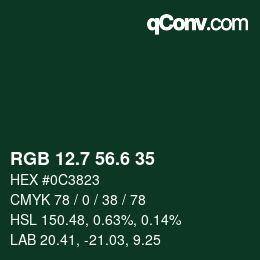 カラーコード: RGB 12.7 56.6 35 | qconv.com