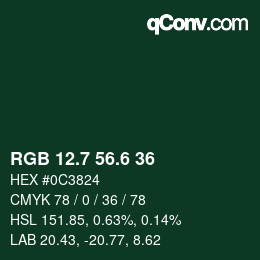カラーコード: RGB 12.7 56.6 36 | qconv.com