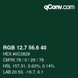 カラーコード: RGB 12.7 56.6 40 | qconv.com