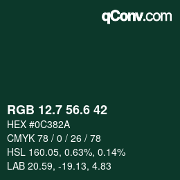 カラーコード: RGB 12.7 56.6 42 | qconv.com