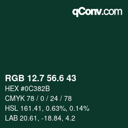 カラーコード: RGB 12.7 56.6 43 | qconv.com