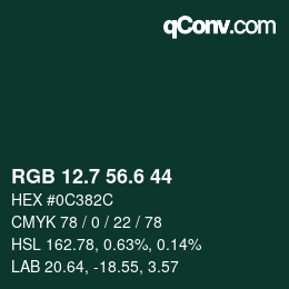 カラーコード: RGB 12.7 56.6 44 | qconv.com