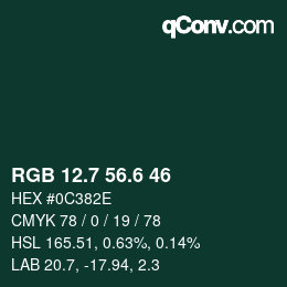 カラーコード: RGB 12.7 56.6 46 | qconv.com