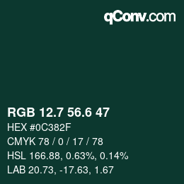 カラーコード: RGB 12.7 56.6 47 | qconv.com