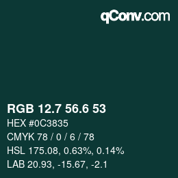 カラーコード: RGB 12.7 56.6 53 | qconv.com