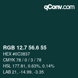カラーコード: RGB 12.7 56.6 55 | qconv.com