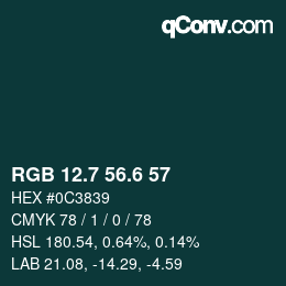 カラーコード: RGB 12.7 56.6 57 | qconv.com