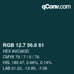 カラーコード: RGB 12.7 56.6 61 | qconv.com