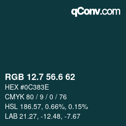 カラーコード: RGB 12.7 56.6 62 | qconv.com