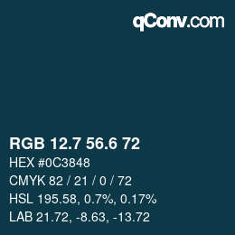 カラーコード: RGB 12.7 56.6 72 | qconv.com