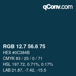 カラーコード: RGB 12.7 56.6 75 | qconv.com
