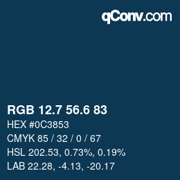 カラーコード: RGB 12.7 56.6 83 | qconv.com
