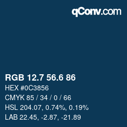 カラーコード: RGB 12.7 56.6 86 | qconv.com