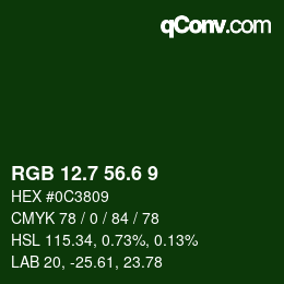 カラーコード: RGB 12.7 56.6 9 | qconv.com