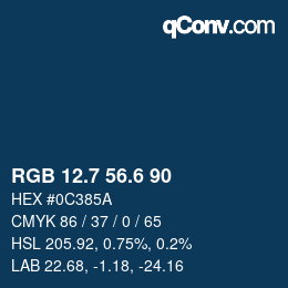 カラーコード: RGB 12.7 56.6 90 | qconv.com