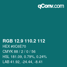 Color code: RGB 12.9 110.2 112 | qconv.com