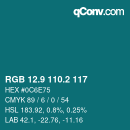 Código de color: RGB 12.9 110.2 117 | qconv.com