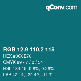 Color code: RGB 12.9 110.2 118 | qconv.com
