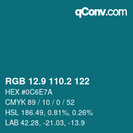 Color code: RGB 12.9 110.2 122 | qconv.com
