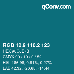 Color code: RGB 12.9 110.2 123 | qconv.com