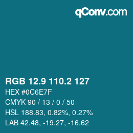Color code: RGB 12.9 110.2 127 | qconv.com