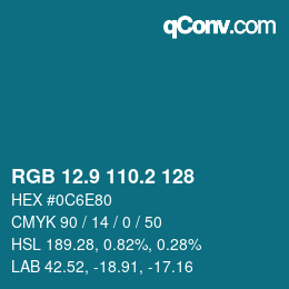 Color code: RGB 12.9 110.2 128 | qconv.com