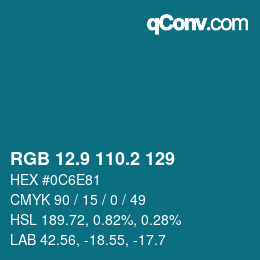 カラーコード: RGB 12.9 110.2 129 | qconv.com