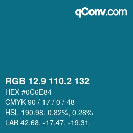 Color code: RGB 12.9 110.2 132 | qconv.com