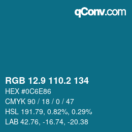 カラーコード: RGB 12.9 110.2 134 | qconv.com