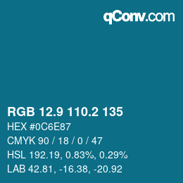 カラーコード: RGB 12.9 110.2 135 | qconv.com