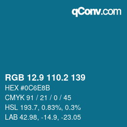 カラーコード: RGB 12.9 110.2 139 | qconv.com