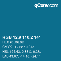 Color code: RGB 12.9 110.2 141 | qconv.com
