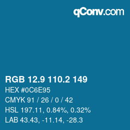 カラーコード: RGB 12.9 110.2 149 | qconv.com