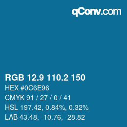 カラーコード: RGB 12.9 110.2 150 | qconv.com