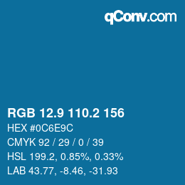 Color code: RGB 12.9 110.2 156 | qconv.com