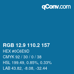 カラーコード: RGB 12.9 110.2 157 | qconv.com