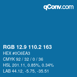 Color code: RGB 12.9 110.2 163 | qconv.com