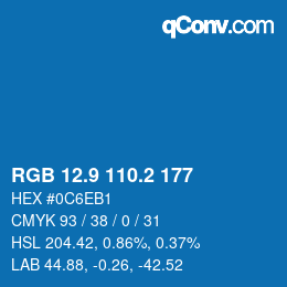 Color code: RGB 12.9 110.2 177 | qconv.com