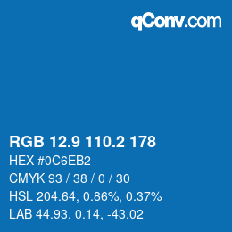 Color code: RGB 12.9 110.2 178 | qconv.com