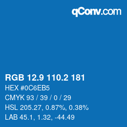 Color code: RGB 12.9 110.2 181 | qconv.com