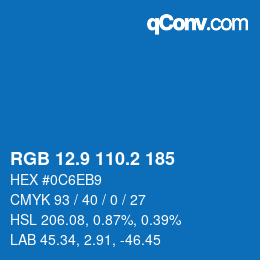 Color code: RGB 12.9 110.2 185 | qconv.com