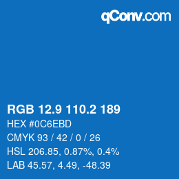Farbcode: RGB 12.9 110.2 189 | qconv.com