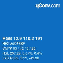 Color code: RGB 12.9 110.2 191 | qconv.com