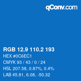 Color code: RGB 12.9 110.2 193 | qconv.com
