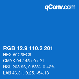 Color code: RGB 12.9 110.2 201 | qconv.com