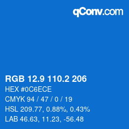 カラーコード: RGB 12.9 110.2 206 | qconv.com