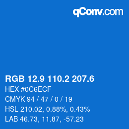 カラーコード: RGB 12.9 110.2 207.6 | qconv.com