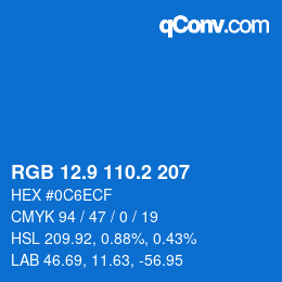 カラーコード: RGB 12.9 110.2 207 | qconv.com