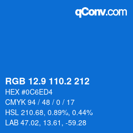 Color code: RGB 12.9 110.2 212 | qconv.com