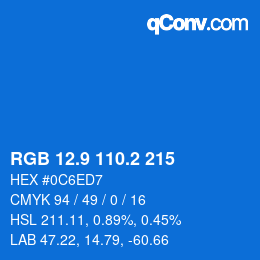 カラーコード: RGB 12.9 110.2 215 | qconv.com